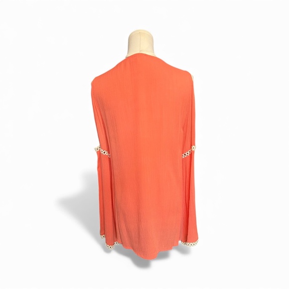 🧡 EUC++ UMGEE Orange Cold Shoulder Crochet Detail Blouse | Sz M - Picture 5 of 7